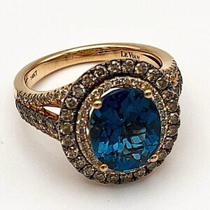 Le Vian  Deep Sea Blue Topaz & Diamond Ring, 14kt Rose Gold Size 7